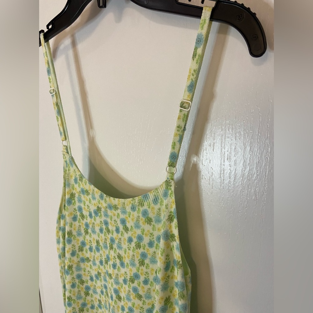 Zara knit short floral dress. With Adjustable Straps Green / Blue Size M - Picture 3 of 10